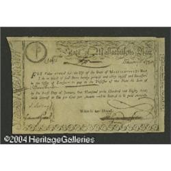 1780 Massachusetts Lottery Winner's Treasury Certificat 1780 Massachusetts Lottery Winner's Treasury