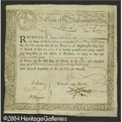 Massachusetts Treasury Certificate. A second, essenti Massachusetts Treasury Certificate. 