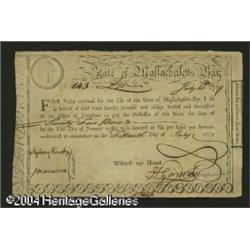 1779 Massachusetts 6% Treasury Certificate.. The Pine T 1779 Massachusetts 6% Treasury Certificate..