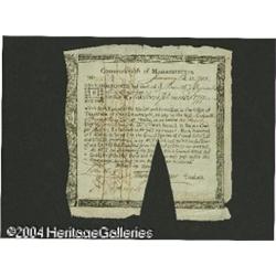 Massachusetts Six Percent Treasury Certificate. Listed Massachusetts Six Percent Treasury Certificat