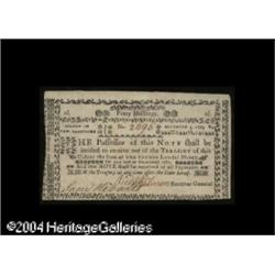 New Hampshire November 3, 1775 40s Choice Very Fine. Li New Hampshire November 3, 1775 40s Choice Ve