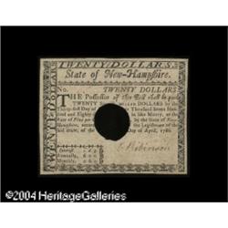 New Hampshire April 29, 1780 $20 About New. Hole ca New Hampshire April 29, 1780 $20 About New.