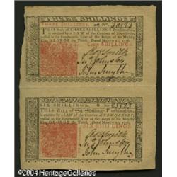 New Jersey 'March 25, 1776' 3s and 6s Vertical Pair Abo New Jersey March 25, 1776 3s and 6s Vertical