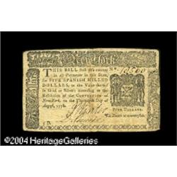 New York August 13, 1776 $5 Choice Extremely Fine. New York August 13, 1776 $5 Choice Extremely Fine
