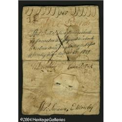 North Carolina November 27, 1729 L5 Very Fine Counterfe North Carolina November 27, 1729 L5 Very Fin