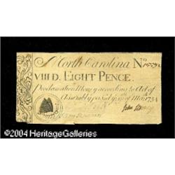 North Carolina March 9, 1754 8d About New. An absolutel North Carolina March 9, 1754 8d About New.