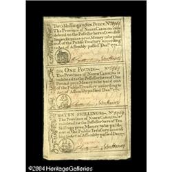 North Carolina December, 1771 Uncut Strip of Three Gem North Carolina December, 1771 Uncut Strip of 