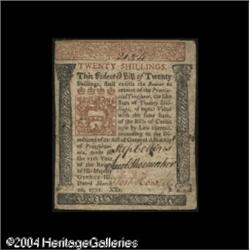 Pennsylvania March 20, 1771 20s Very Fine-Extremely F Pennsylvania March 20, 1771 20s Very Fine-Extr