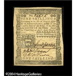 Pennsylvania April 3, 1772 1s Gem New. A lovely example Pennsylvania April 3, 1772 1s Gem New.