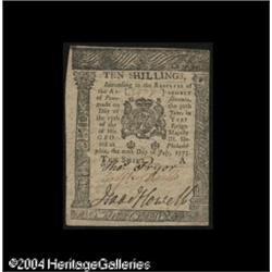 Pennsylvania July 20, 1775 10s About New. A boldly Pennsylvania July 20, 1775 10s About New.