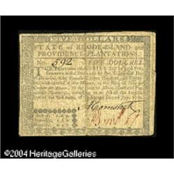 July 2, 1780, $5, Rhode Island, RI-286, XF. This is a Rhode Island July 2, 1780 $5 Extremely Fine.