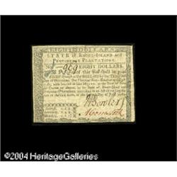 Rhode Island July 2, 1780 $8 About New. Fully signe Rhode Island July 2, 1780 $8 About New.