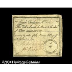 South Carolina November 15, 1775 10s Choice Very Fine. South Carolina November 15, 1775 10s Choice V