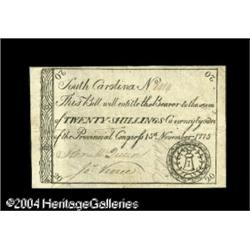 South Carolina November 15, 1775 20s Extremely Fine. A South Carolina November 15, 1775 20s Extremel