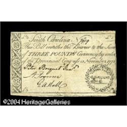 South Carolina November 15, 1775 $3 Very Fine-Extremel South Carolina November 15, 1775 L3 Very Fine