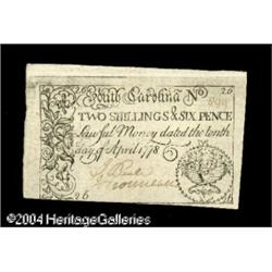 South Carolina April 10, 1778 2s/6d Extremely Fine. Bro South Carolina April 10, 1778 2s/6d Extremel