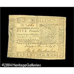 Virginia March 11, 1760 L5 Extremely Fine. This is bar Virginia March 11, 1760 L5 Extremely Fine.