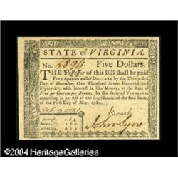 Virginia May 1, 1780 $5 Gem New. This is the first Virginia May 1, 1780 $5 Gem New.