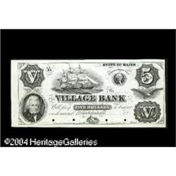 Bowdoinham, ME- Village Bank $5 UNL Proof RA lovely Bowdoinham, ME- Village Bank