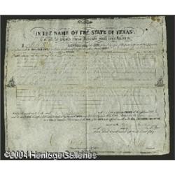 Texas Land Grant signed by Governor P.H. Bell November Texas Land Grant signed by Governor P.H. Bell