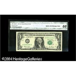 Fr. 1926-B $1 2001 Federal Reserve Note. CGA Gem Unci Fr. 1926-B $1 2001 Federal Reserve Note. CGA G