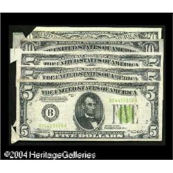 Four Attached Tabs and a Foldover$5 1934 LGS FRN New Yo Four Attached Tabs and a Foldover.