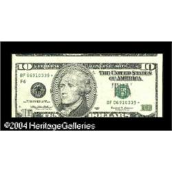 Fr. 2034-F* $10 1999 Federal Reserve Note. Extremely Fr. 2034-F* $10 1999 Federal Reserve Note. Extr