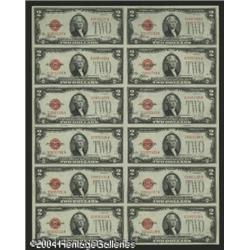 Fr. 1507 $2 1928F Legal Tender Notes. Uncut Sheet of Fr. 1507 $2 1928F Legal Tender Notes. Uncut She