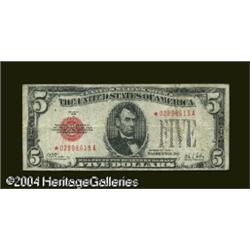 Fr. 1526* $5 1928A Legal Tender. Fine. A very scarce st Fr. 1526 $5 1928A* Legal Tender Note. Fine.
