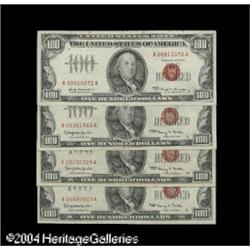 A Group of Four $100 Legal Tender Red Seals RFr. 15 A Group of Four $100 Legal Tender Red Seals