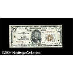 Fr. 1850-H $5 1929 Federal Reserve Bank Note. Fine.Seco Fr. 1850-H $5 1929 Federal Reserve Bank Note