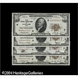 Four Fr. 1860-D $10 1929 Federal Reserve Bank Note. Ch Four FRBNs.