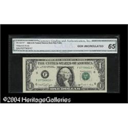 Fr. 1917-F* $1 1988A Federal Reserve Note. CGA Gem Un Fr. 1917-F* $1 1988A Federal Reserve Note. CGA