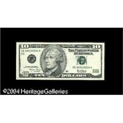 Fr. 2035-E $10 2001 Federal Reserve Note. Gem Crisp Unc Fr. 2035-E $10 2001 Federal Reserve Note. Ge