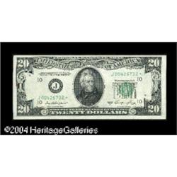 Fr. 2060-J* $20 1950A Federal Reserve Note. Very Choi Fr. 2060-J* $20 1950A Federal Reserve Note. Ve