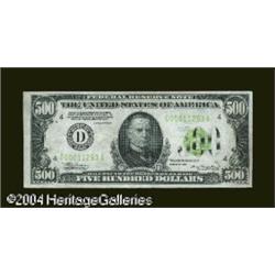 Fr. 2201-D $500 1934 Federal Reserve Note. Very Choice Fr. 2201-D $500 1934 Light Green Seal Federal
