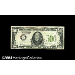 Fr. 2201-F $500 1934 Federal Reserve Note. Very Fine.A Fr. 2201-F $500 1934 Federal Reserve Note. Ve