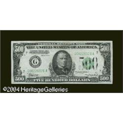 Fr. 2202-G $500 1934-A Federal Reserve Note. About Unci Fr. 2202-G $500 1934A Federal Reserve Note. 