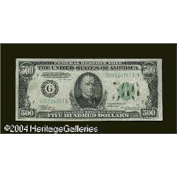 Fr. 2202-G $500 1934-A Federal Reserve Note. Extremely Fr. 2202-G $500 1934A Federal Reserve Note. E