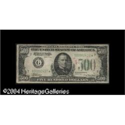 Fr. 2202-G* $500 1934A Federal Reserve Note. Very Good. Fr. 2202-G* $500 1934A Federal Reserve Note.