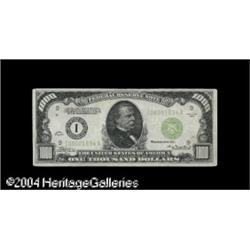 1934 $1,000 Federal Reserve Note, Fr-2211-I, Fine+. A f Fr. 2211-I $1,000 1934 Federal Reserve Note.