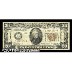 Fr. 2304 $20 1934 Hawaii Federal Reserve Note. Very G Fr. 2304 $20 1934 Hawaii Federal Reserve Note.