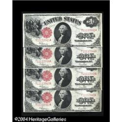 Fr. 39 $1 1917 Legal Tender Notes Cut Sheet of Four Gem Fr. 39 $1 1917 Legal Tenders Cut Sheet of Fo