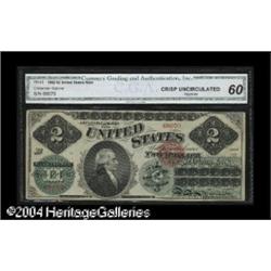 Fr. 41 $2 1862 Legal Tender CGA Crisp Uncirculated 60, Fr. 41 $2 1862 Legal Tender CGA Crisp Uncircu