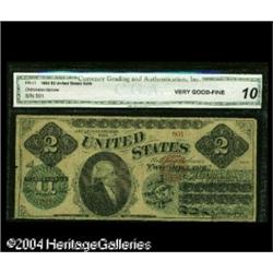 Fr. 41 $2 1862 Legal Tender Note CGA Very Good-Fine 1 Fr. 41 $2 1862 Legal Tender Note CGA Very Good