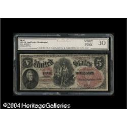 1878 $5 Legal Tender Note, Fr-69, Choice-Gem Crisp Unci Fr. 69 $5 1878 Legal Tender CGC Very Fine 30