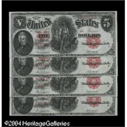 Fr. 87 $5 1907 Legal Tender Cut Sheet of Four Very Choi Fr. 87 $5 1907 Legal Tender Cut Sheet of Fou