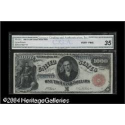 Fr. 187j $1000 1880 Legal Tender CGA Very Fine 35. Thro Fr. 187j $1,000 1880 Legal Tender CGA Very F