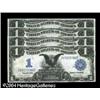Image 1 : Fr. 233 $1 1899 Silver Certificate Cut Sheet of Four Ge Fr. 233 $1 1899 Silver Certificate Cut Sheet