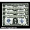 Image 1 : Fr. 238 $1 1923 Silver Certificates Cut Sheet of Four V Fr. 238 $1 1923 Silver Certificates Cut Shee